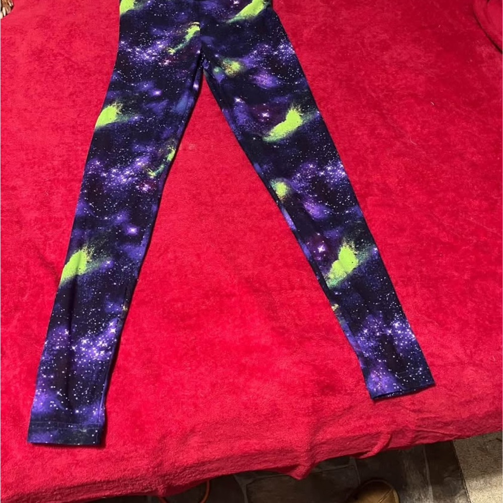 NOBO Kids Cosmic Print Leggings - Purple and Green